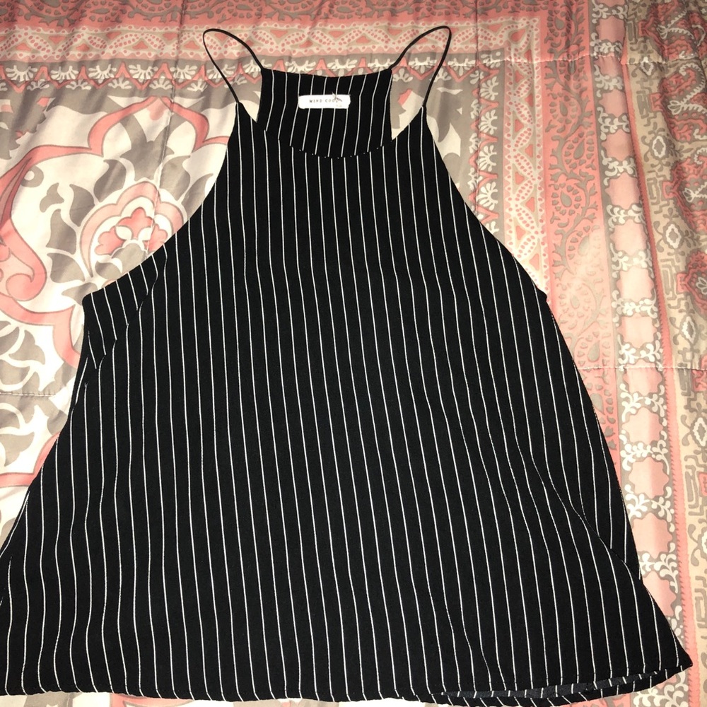 Black and White Striped Halter Top